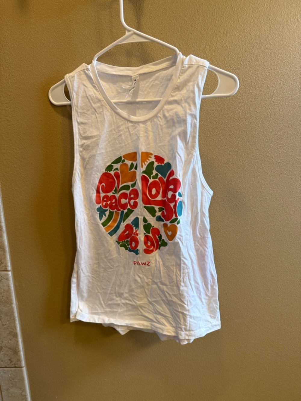 Bella Canvas White Tank Top with Colorful Peace-Love Graphic